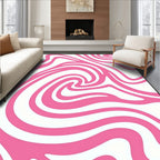 Pink And White Swirl Pattern Rug