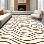 Abstract Wavy Brown Line Pattern Rug