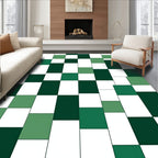 Modern Green Square Geometric Design Rug