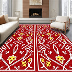 Vibrant Red Golden Star Medallion Rug