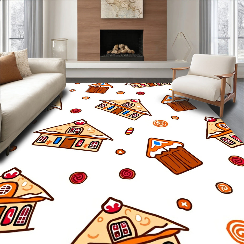 Gingerbread Houses Caramel Swirl Candies Rug