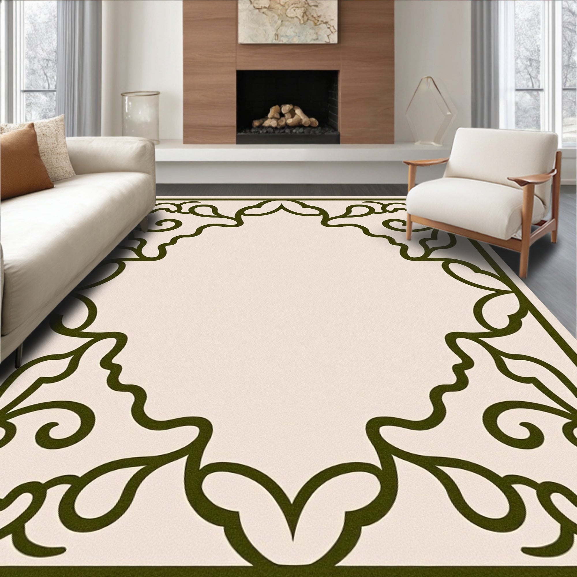 Ornate Scrollwork Vine Pattern Rug