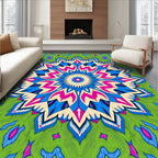 Radial Swirl Floral Pattern Rug