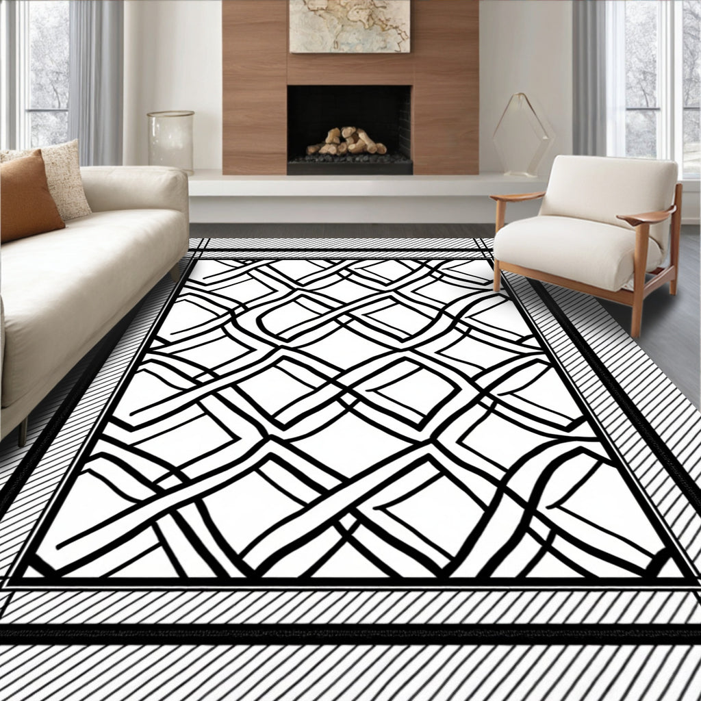 Inlaid Interlocking Diamond Pattern Rug