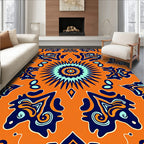 Vibrant Orange Abstract Mandala Pattern Rug
