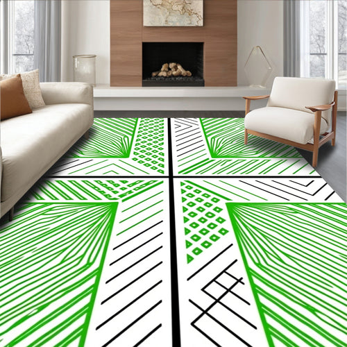 Abstract Green Linear Geometric Pattern Rug
