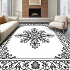 Intricate Floral Mandala Border Design Rug