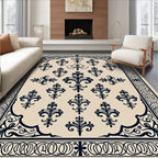 Elegant Fleur-de-lis Patterned Rug