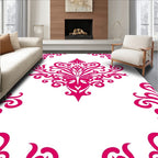Ornate Pink Swirl Floral Pattern Rug