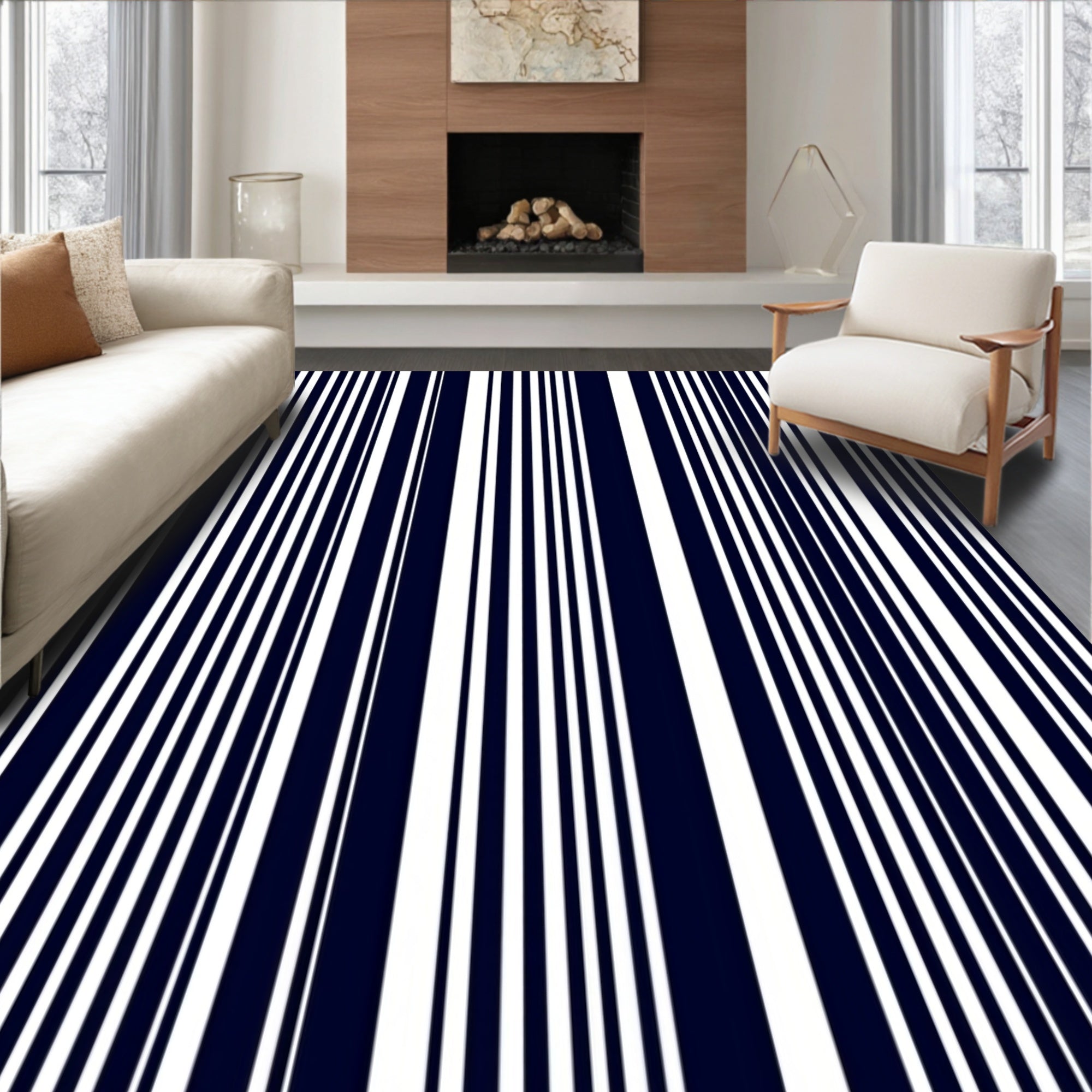 Classic Minimalist Stripe Design Rug