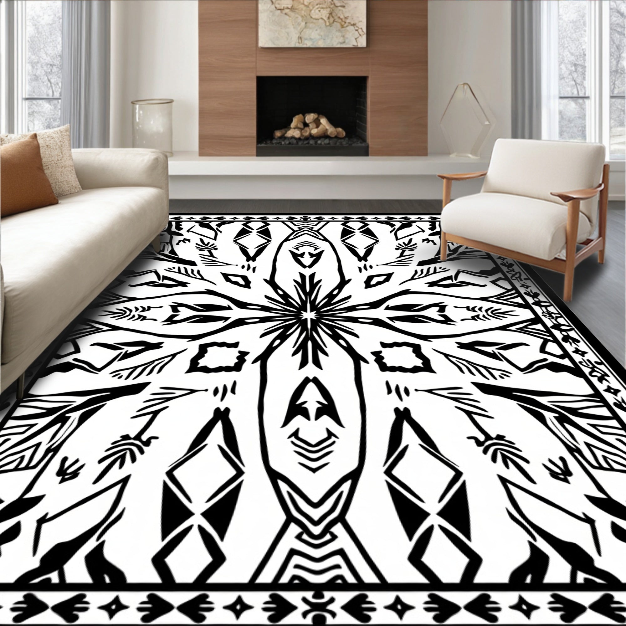 Bold Abstract Geometric Symmetry Rug