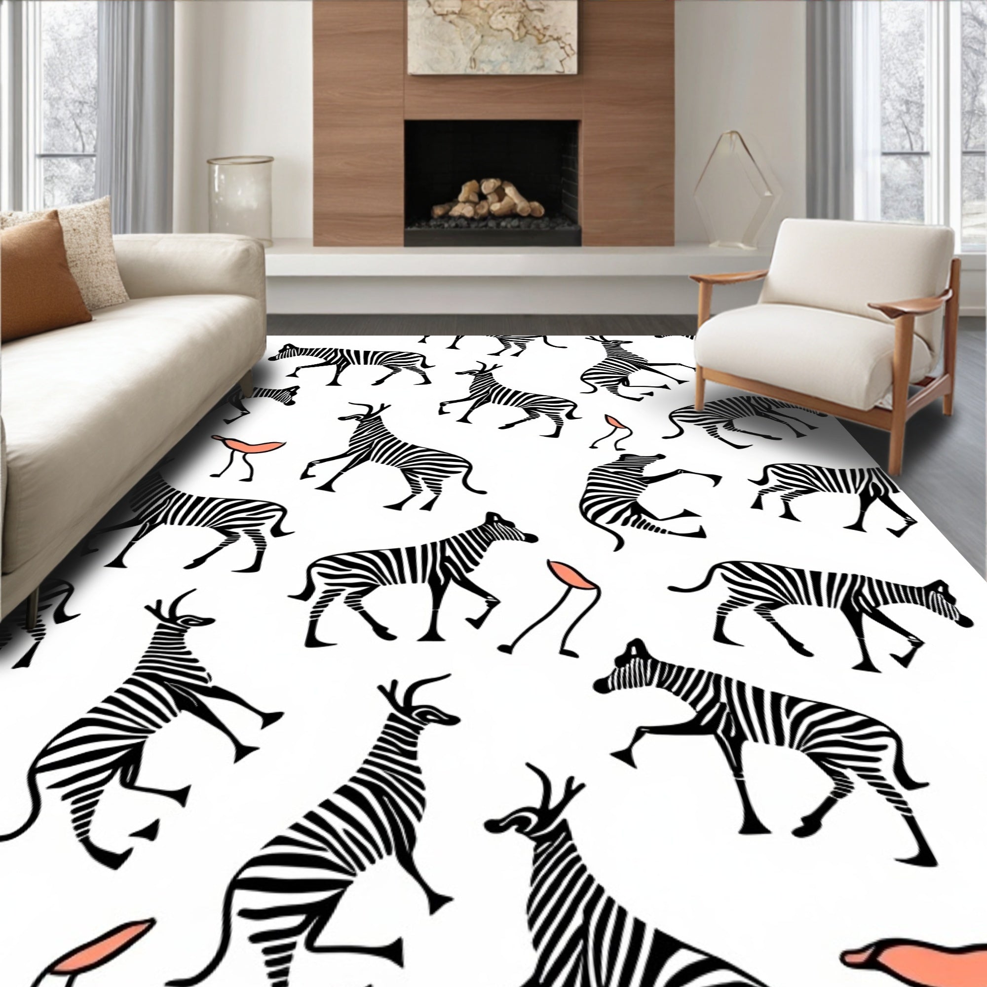 Whimsical Zebra Stripe Pattern Rug