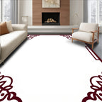 Crimson Ornate Scrollwork Border Rug