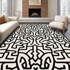 Bold Abstract Maze Pattern Rug