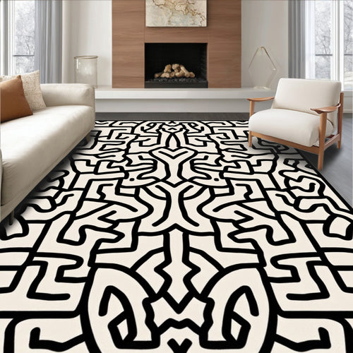 Bold Abstract Maze Pattern Rug