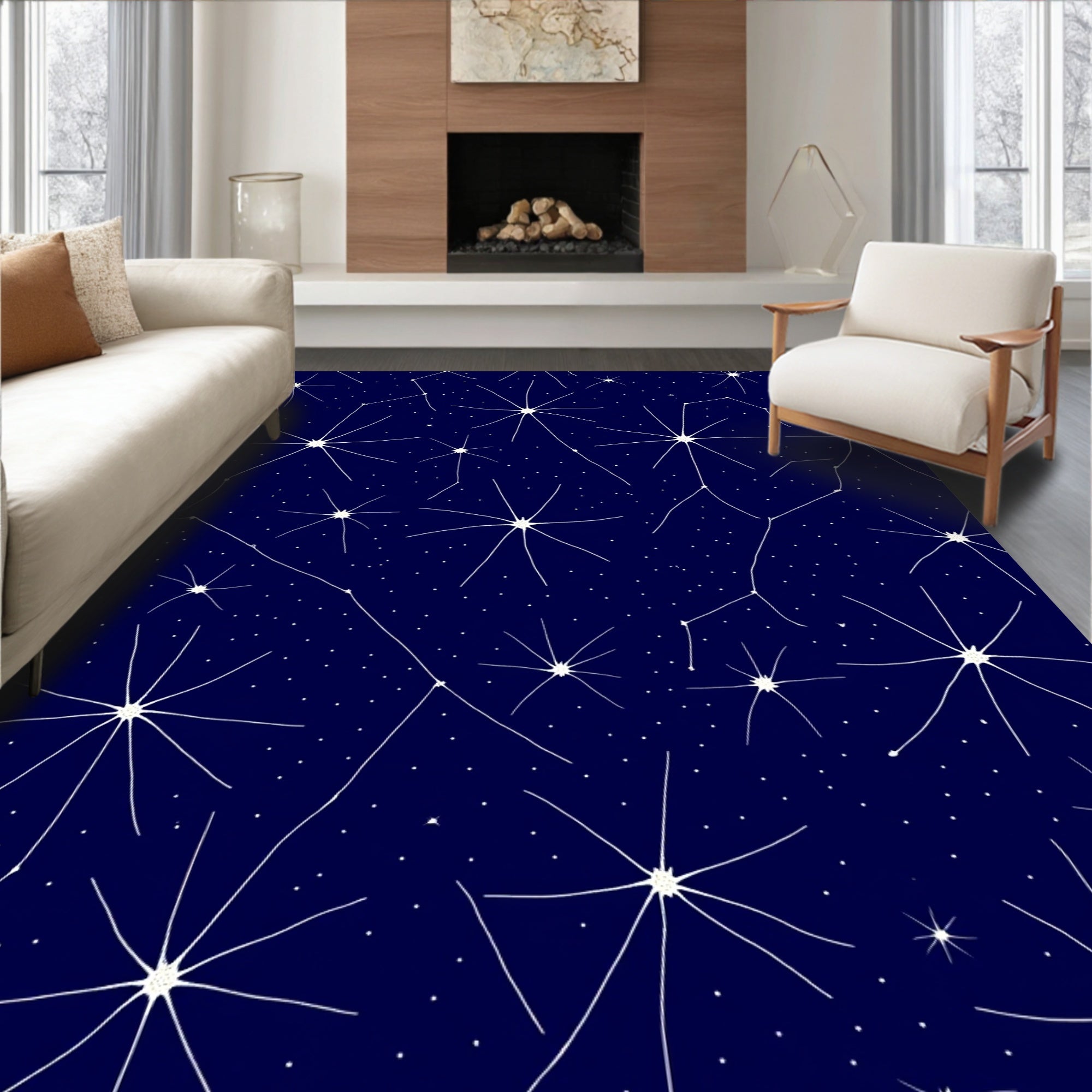 Celestial Star Constellation Pattern Rug