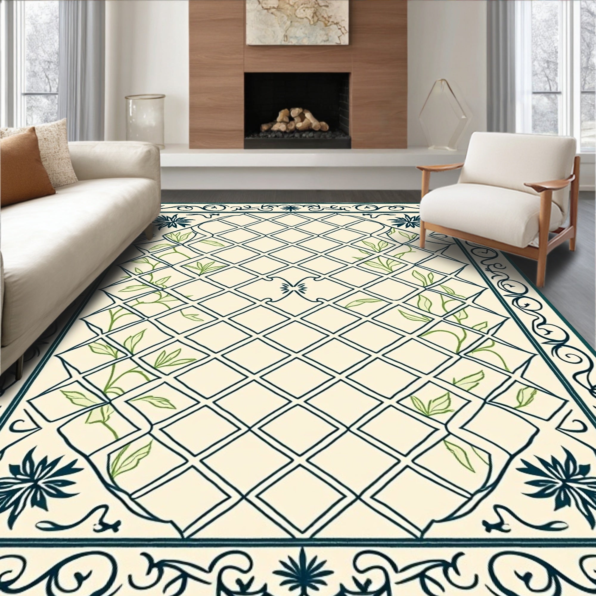 Botanical Garden Lattice Design Rug