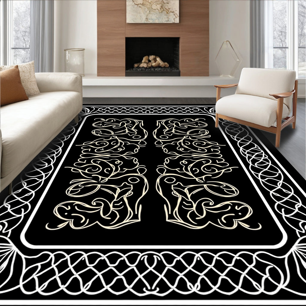 Ornate Intertwined Floral Pattern Rug