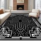 Monochromatic Geometric Circuit Pattern Rug
