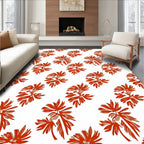 Red Floral Patterned Abstract Rug