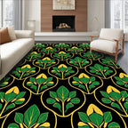 Art Nouveau Green Gold Floral Pattern Rug