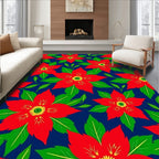 Bold Crimson Blossom Foliage Rug