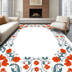 Floral Vines With Orange Accents Rug