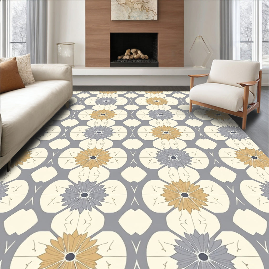 Geometric Floral Pattern Design Rug