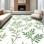 Delicate Green Leafy Vine Pattern Rug