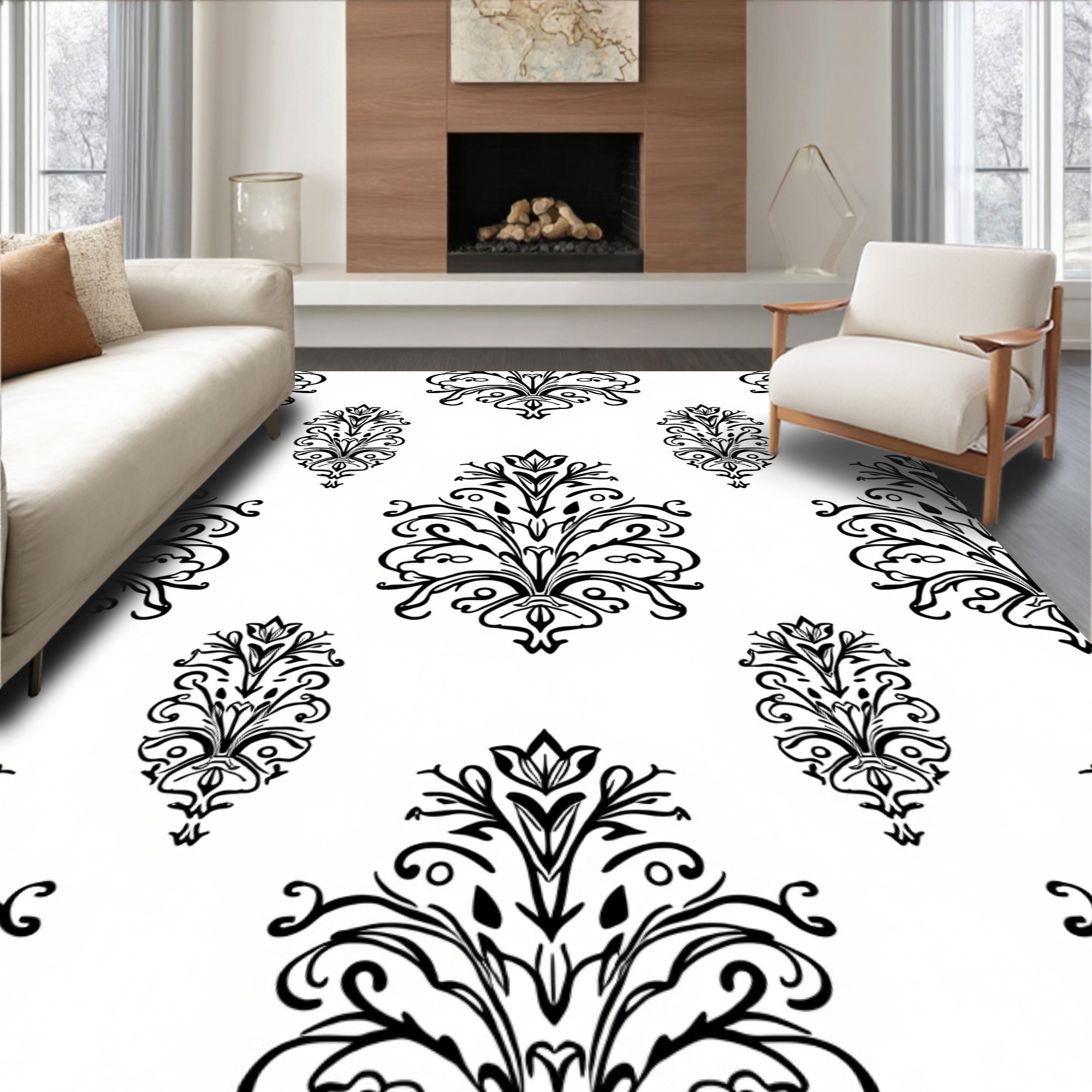 Classic Floral Scrollwork Pattern Rug