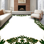 Elegant Green Scroll Floral Design Rug