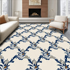 Elegant Blue Gray Floral Pattern Rug
