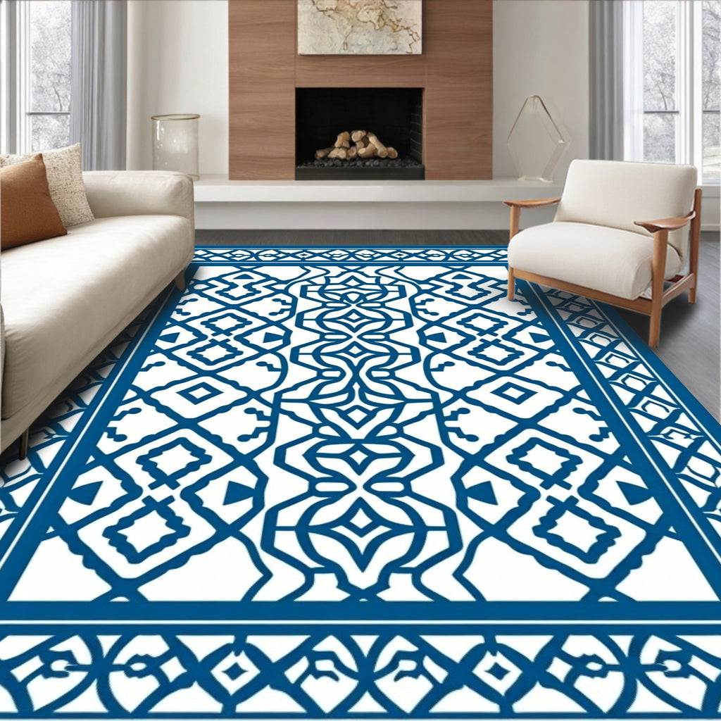 Intricate Lattice Geometric Design Rug