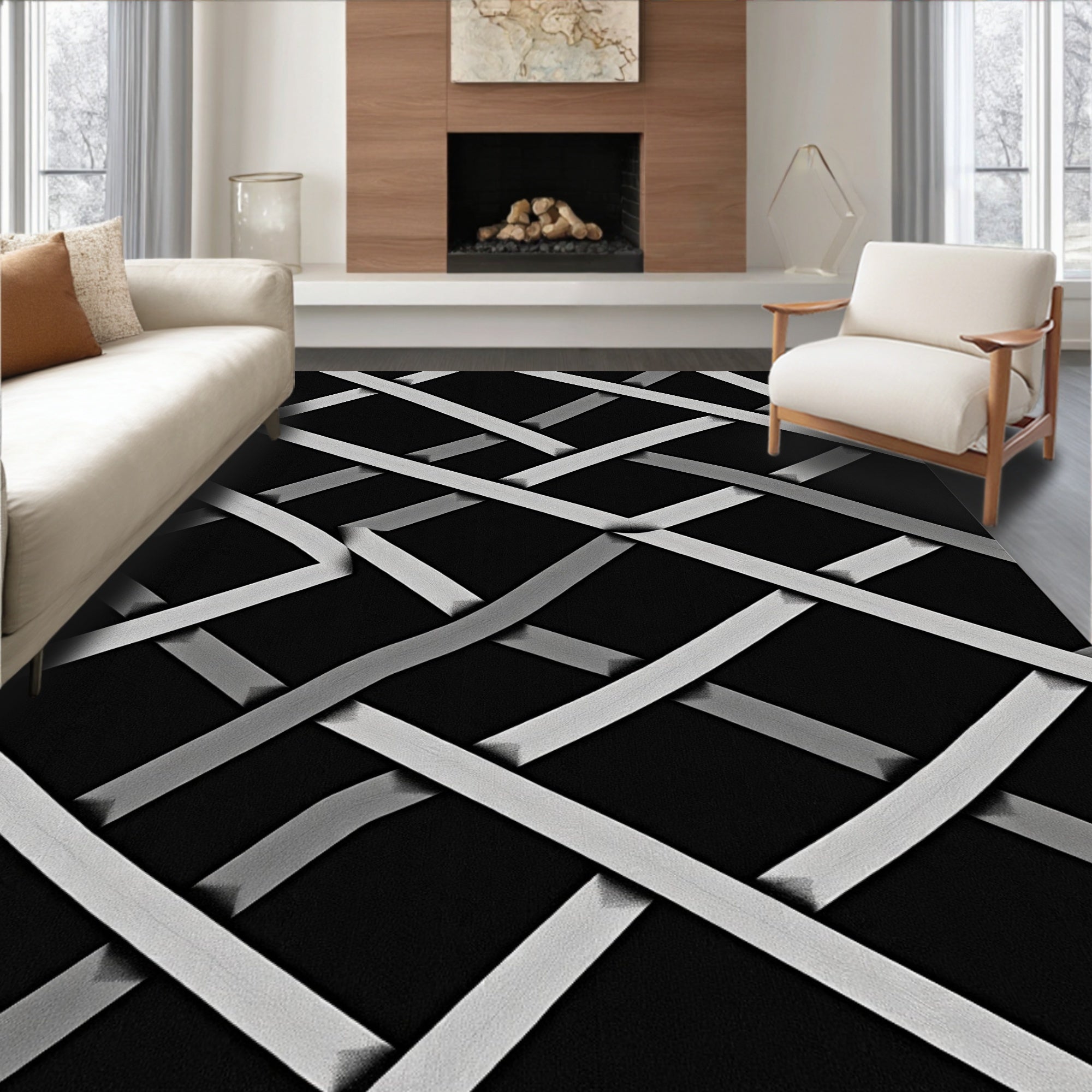 Interwoven Geometric Pattern Rug