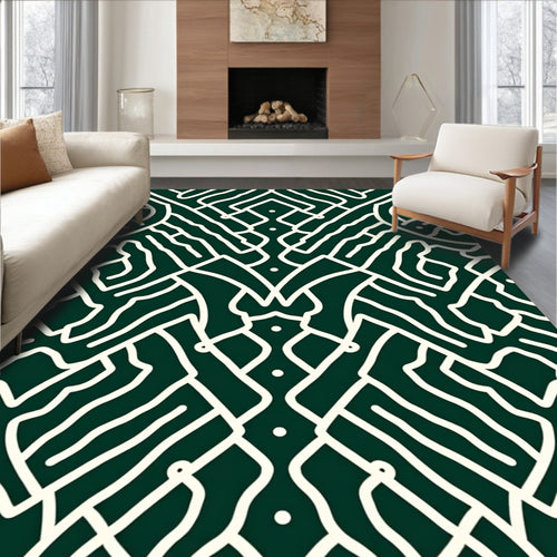 Abstract Maze Patterned Graphic Rug
