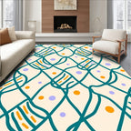 Teal Wavy Geometric Dot Pattern Rug