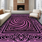 Abstract Pink Swirl Inner Border Rug