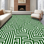 Green Maze Patterned Rug