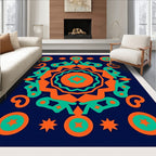 Bold Geometric Starburst Mandala Rug
