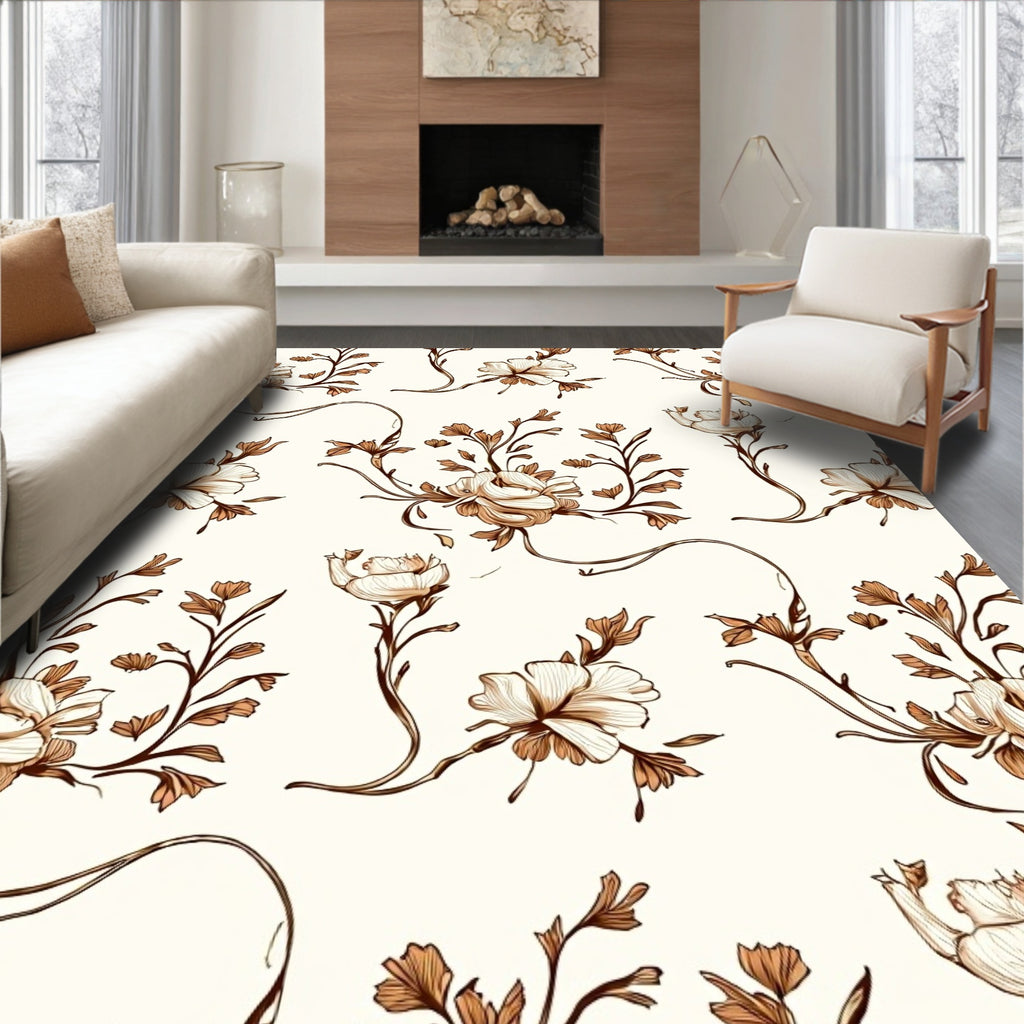 Ornate Floral Vine Pattern Rug