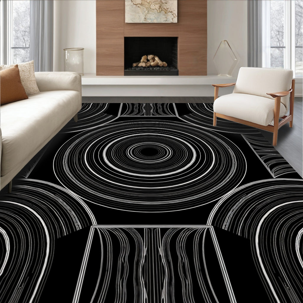 Concentric Circle Arc Pattern Rug
