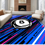Bold 8-Ball Geometric Collision Rug
