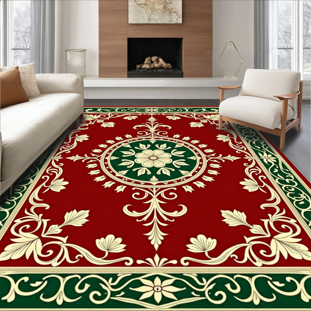 Regal Floral Medallion Inspired Border Design Rug