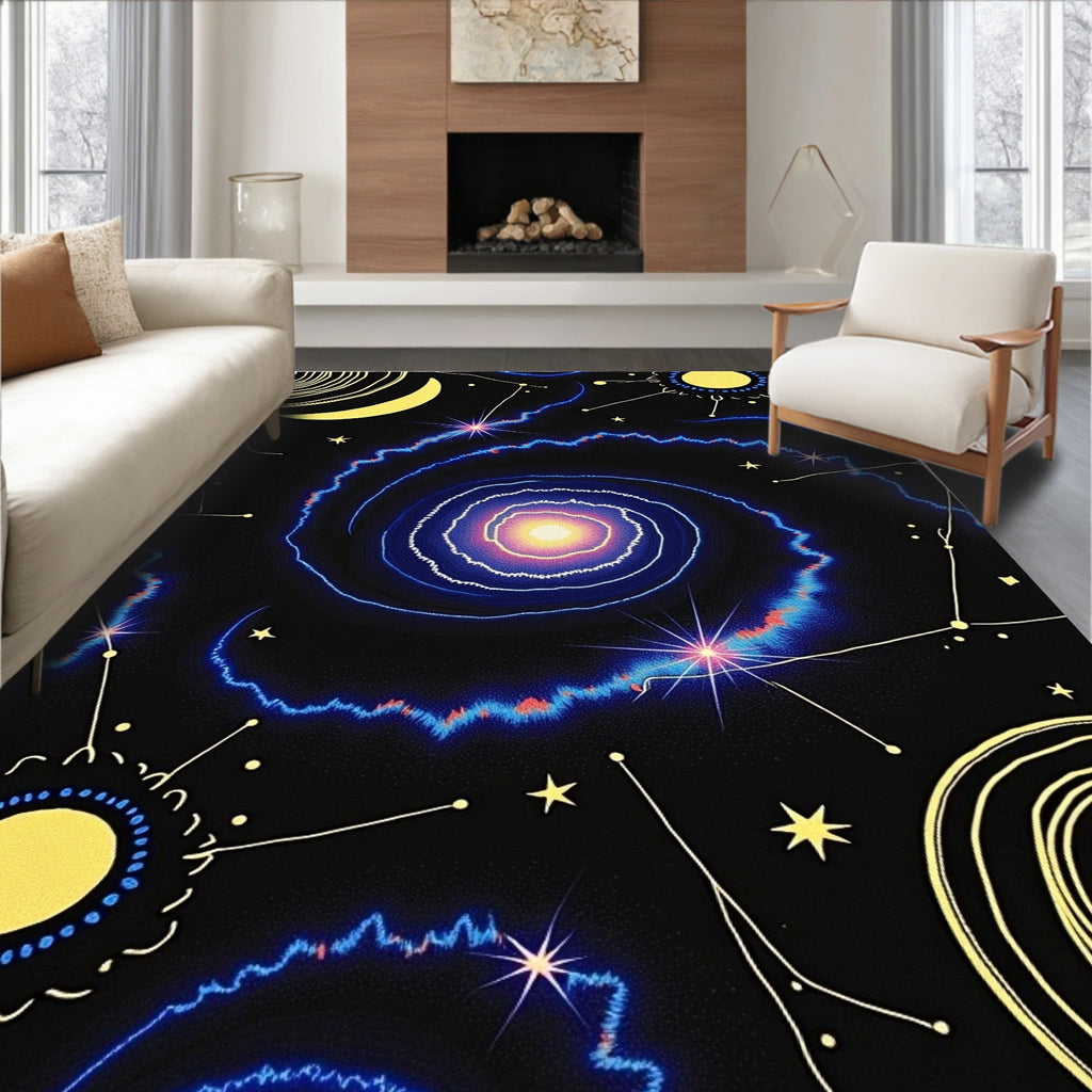 Cosmic Galaxy Swirl Celestial Rug
