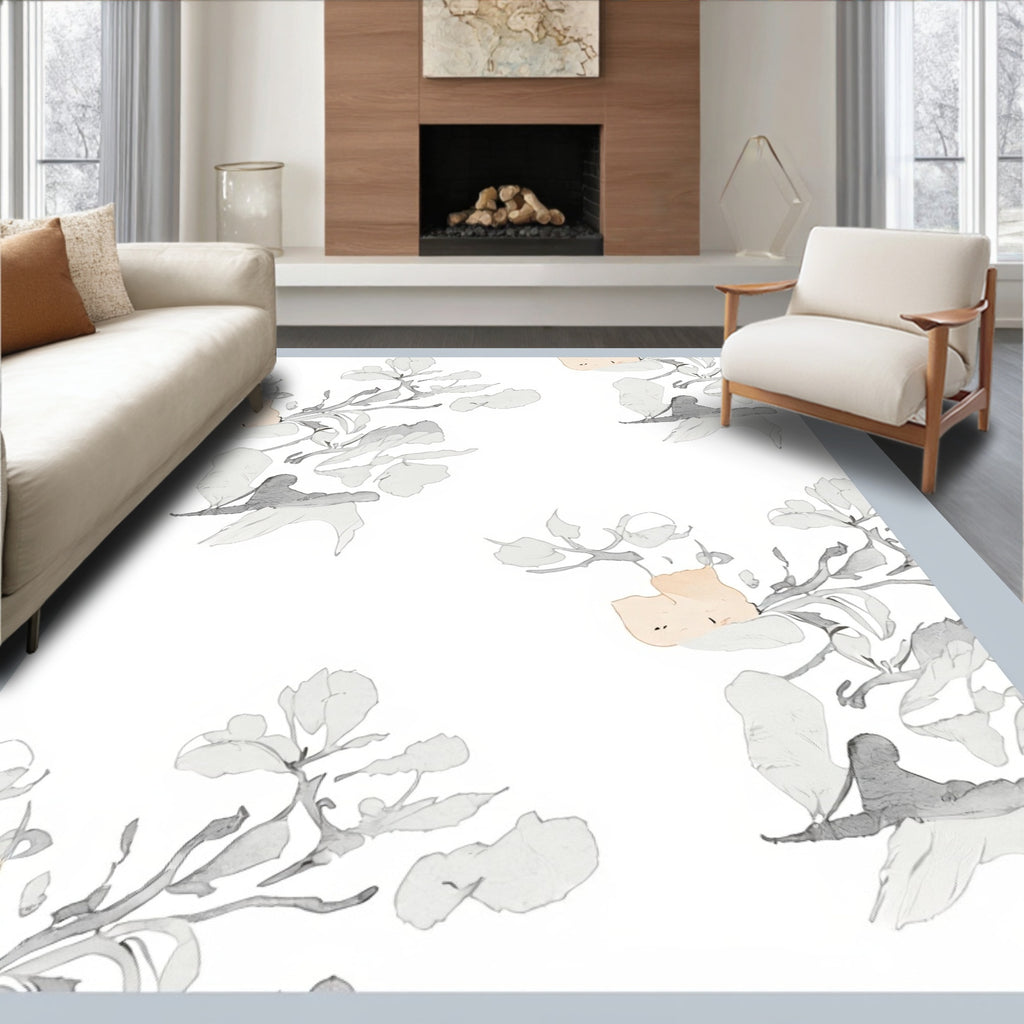 Soft Blossom Sketch Pattern Rug