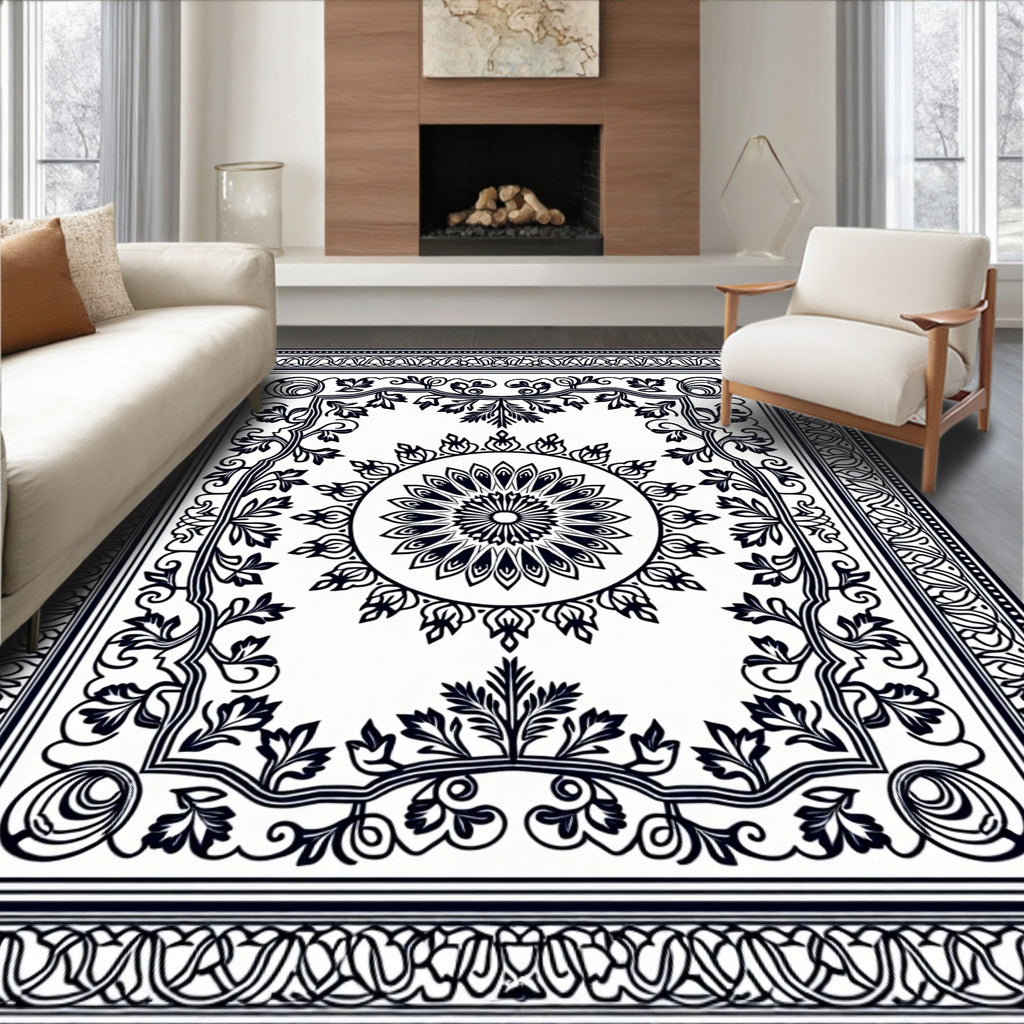 Classic Floral Medallion Border Design Rug