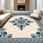 Ornate Floral Medallion Border Pattern Rug