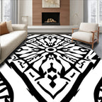 Black White Abstract Geometric Rug