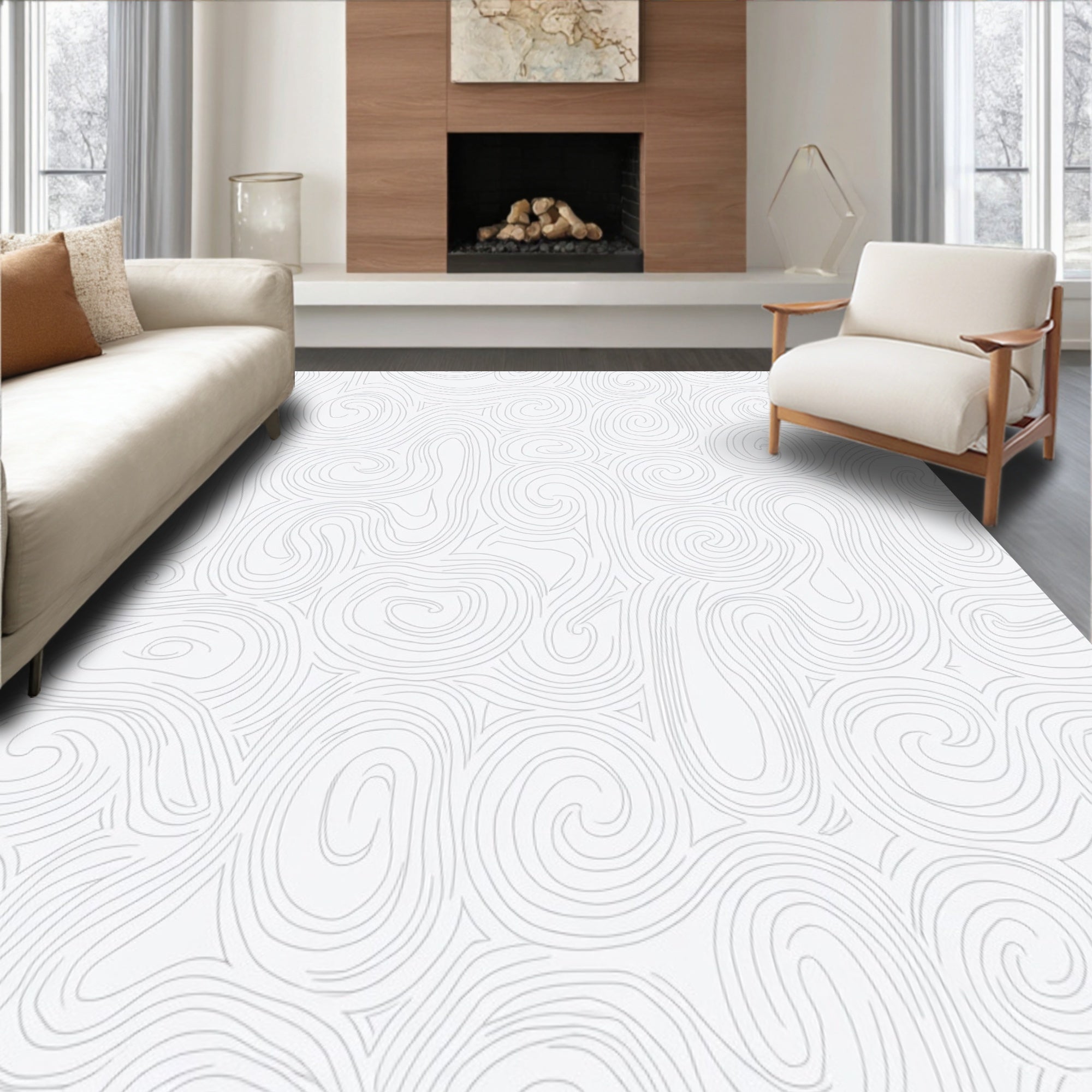Subtle Swirl Lines Pattern Rug