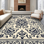 Classic Floral Scroll Border Pattern Rug